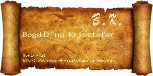 Bogdány Krisztofer névjegykártya
